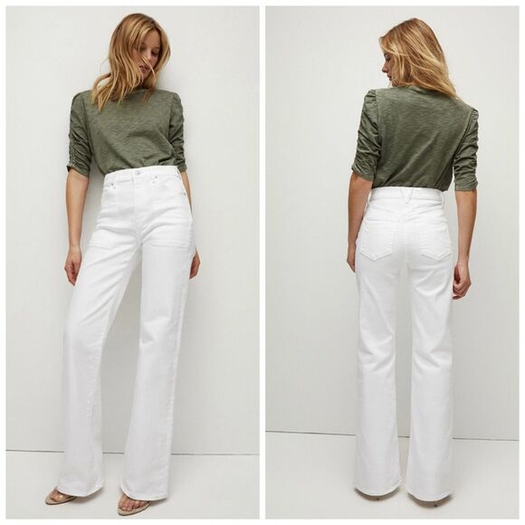 Veronica Beard Denim - Veronica Beard Women’s Crosbie Wide Leg Jeans In White Size 28 $328